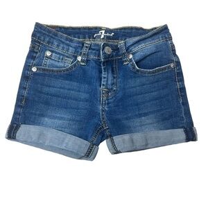 7 For All Mankind Girls Kids Blue Denim Shorts Stretch Size 8